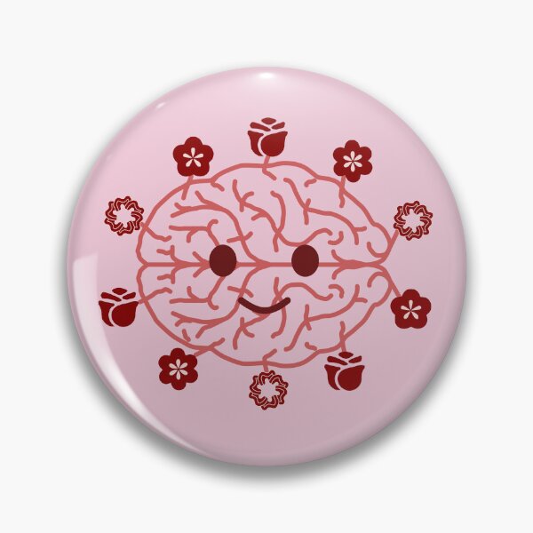Item preview, Cute Happy Brain with Maroon Flowers | Mental Health Design designed and sold by CreativeArtistL.