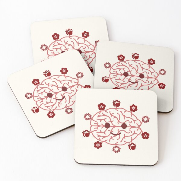 Item preview, Cute Happy Brain with Maroon Flowers | Mental Health Design designed and sold by CreativeArtistL.