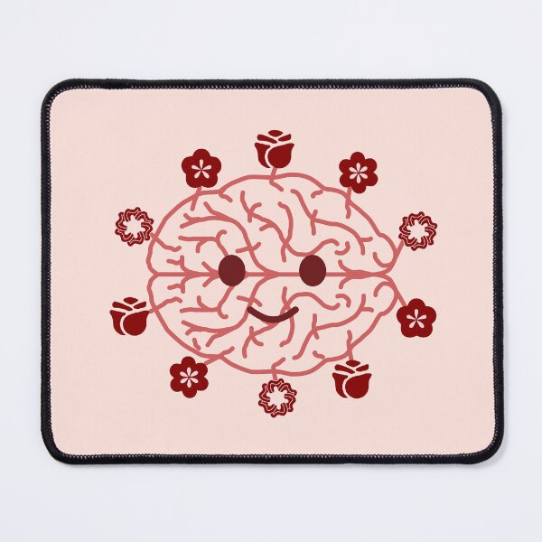 Item preview, Cute Happy Brain with Maroon Flowers | Mental Health Design designed and sold by CreativeArtistL.