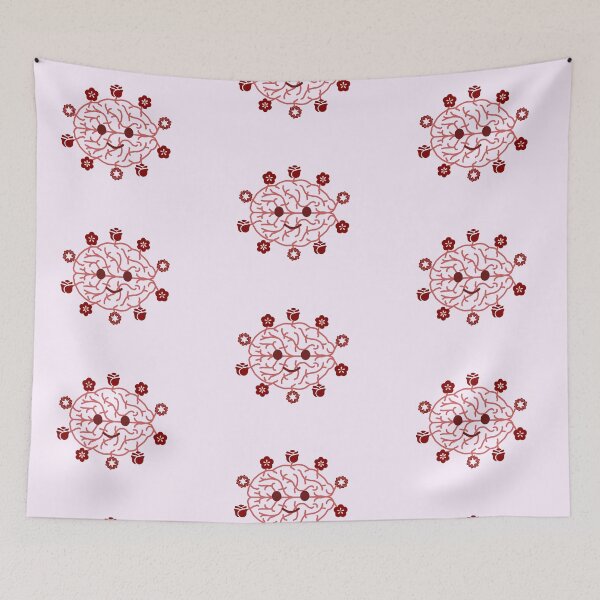 Item preview, Cute Happy Brain with Maroon Flowers | Mental Health Design designed and sold by CreativeArtistL.