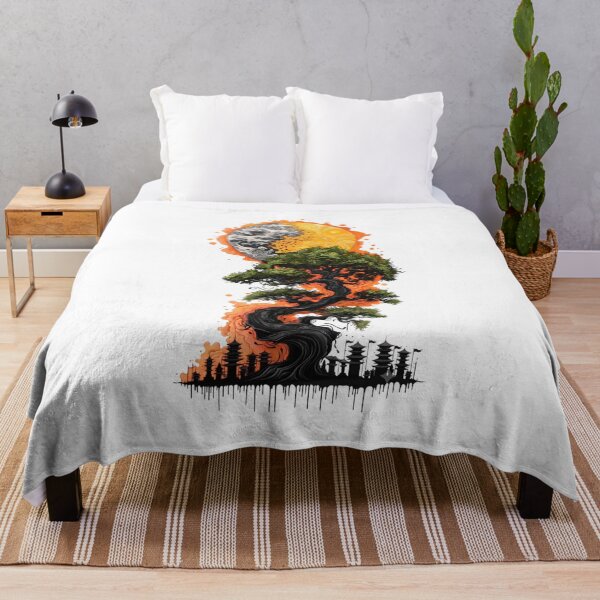 Item preview, Zen Bonsai Tree of Life: Hokusai Wave and Sun Duality designed and sold by Shopeon Designs.