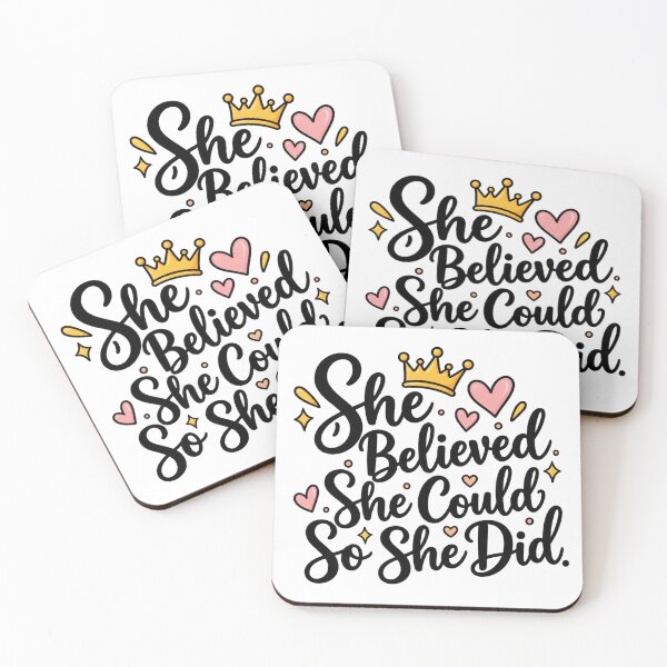 Item preview, She Believed She Could So She Did – Crown & Hearts designed and sold by StickyDelights.