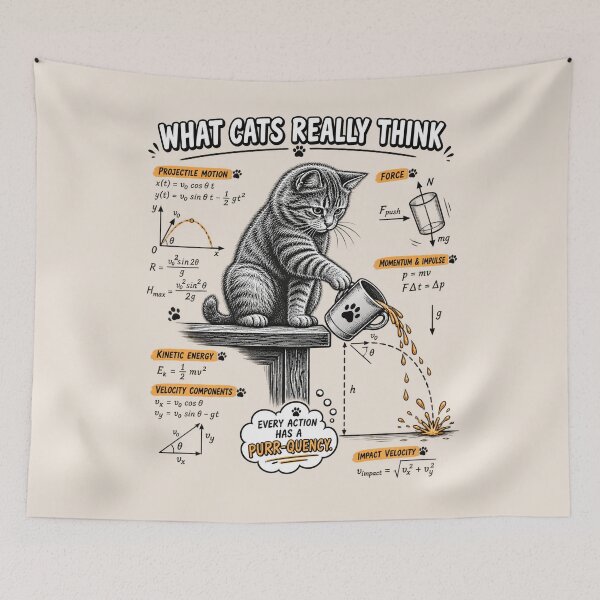 Item preview, What Cats Really Think, Funny Cat Physics, Cat Knocking Glass, Science Cat Gift for Cat Lover designed and sold by Cchotlan.