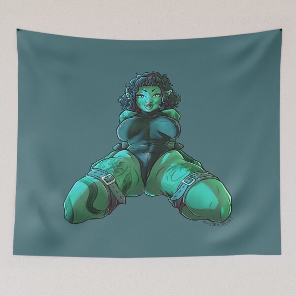 Item preview, Orc Babe Monster Girl Pin-Up designed and sold by wiseacreart.
