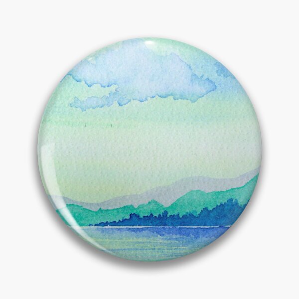 Item preview, Blue Green Lake and Hills: Serene Watercolour Landscape designed and sold by ArithraStudio.
