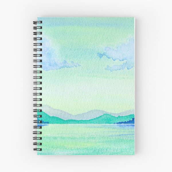 Item preview, Blue Green Lake and Hills: Serene Watercolour Landscape designed and sold by ArithraStudio.
