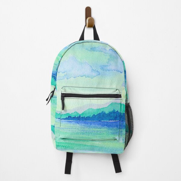 Item preview, Blue Green Lake and Hills: Serene Watercolour Landscape designed and sold by ArithraStudio.