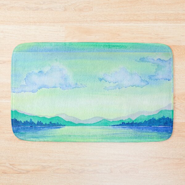 Item preview, Blue Green Lake and Hills: Serene Watercolour Landscape designed and sold by ArithraStudio.