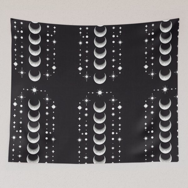 Item preview, Moon Phases Vertical Black Art designed and sold by ameetlumiere.