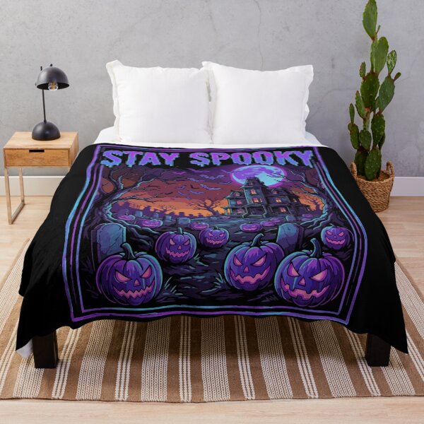 Item preview, HALLOWEEN Stay Spooky Haunted House | Neon Halloween Pumpkin Bats designed and sold by Uglyandcute.