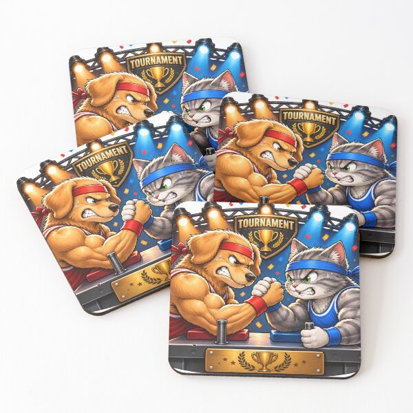 Item preview, Arm wrestling tournament – muscle dog versus cat designed and sold by Gletschie.