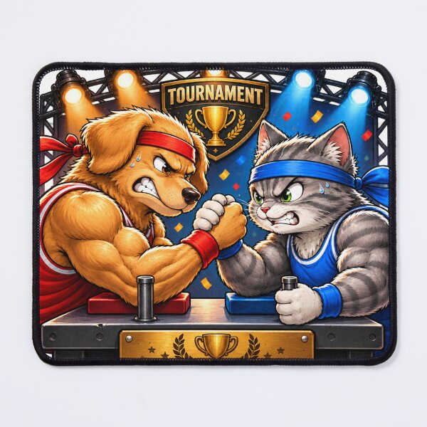 Item preview, Arm wrestling tournament – muscle dog versus cat designed and sold by Gletschie.