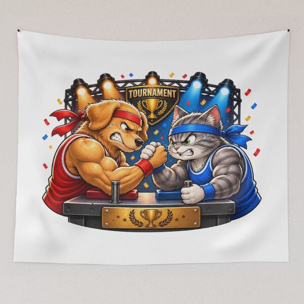 Item preview, Arm wrestling tournament – muscle dog versus cat designed and sold by Gletschie.