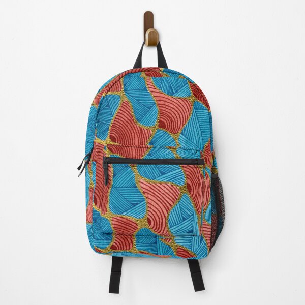 Item preview, Blue Red Gold Abstract Geometric Watercolour Pattern designed and sold by ArithraStudio.