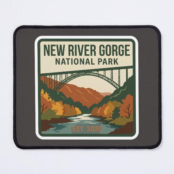 Item preview, New River Gorge National Park West Virginia Retro Bridge Badge designed and sold by LittleArij.