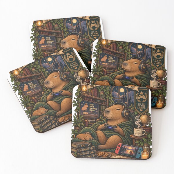 Item preview, Chill Player Capybara Gamer Vintage Cozy Vibes Art designed and sold by zhivago1980.