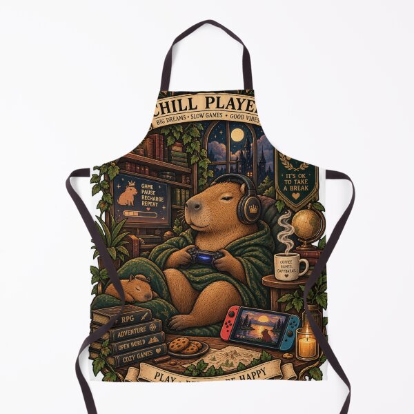 Item preview, Chill Player Capybara Gamer Vintage Cozy Vibes Art designed and sold by zhivago1980.