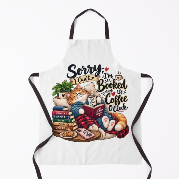 Item preview, Sorry I Cant Im Booked and Its Coffee O Clock Cute Cat Reading Design designed and sold by TrendVault USA.