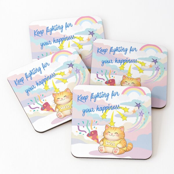 Item preview, Keep Fighting for Your Happiness – Kawaii Tabby Cat designed and sold by Wawa5656.