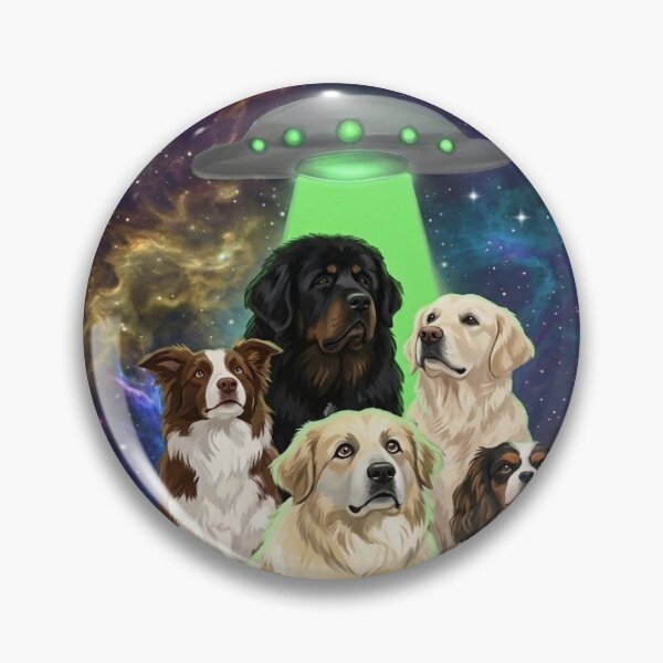 Item preview, Dogs In Space Abduction - Funny Cosmic Dog Lover Art designed and sold by PetalsPaws.