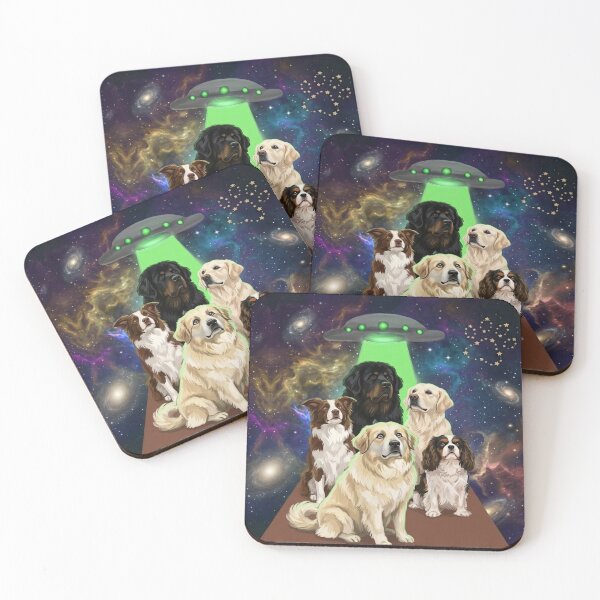 Item preview, Dogs In Space Abduction - Funny Cosmic Dog Lover Art designed and sold by PetalsPaws.