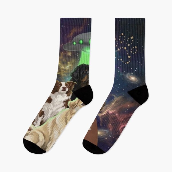 Item preview, Dogs In Space Abduction - Funny Cosmic Dog Lover Art designed and sold by PetalsPaws.