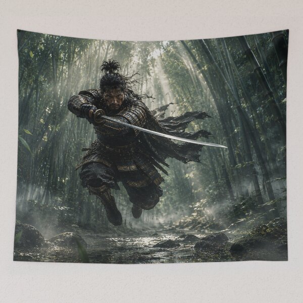 Item preview, Samurai in the bamboo forest — Japanese warrior with katana designed and sold by ZYVARENNE.