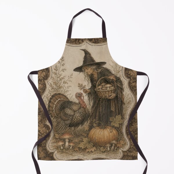 Item preview, Vintage Witch and Turkey – Autumn Thanksgiving Folklore Art designed and sold by Tolchik.