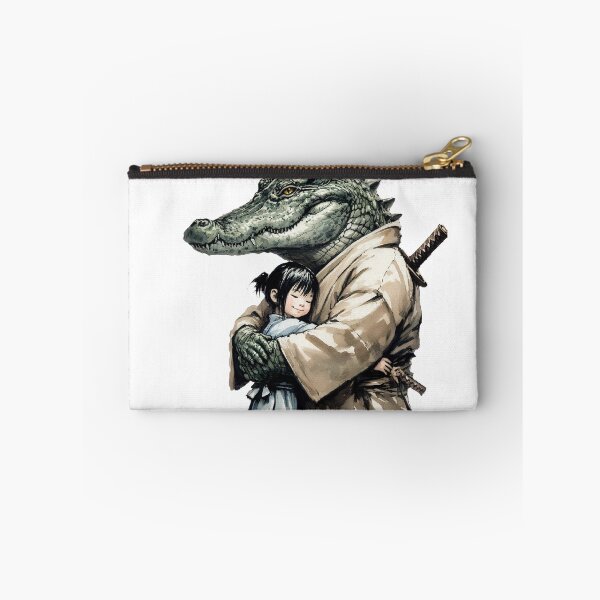 Item preview, The Protector - Gentle Samurai Crocodile Hugging Little Girl - Wholesome Japanese Watercolor designed and sold by ExpressoJungle.