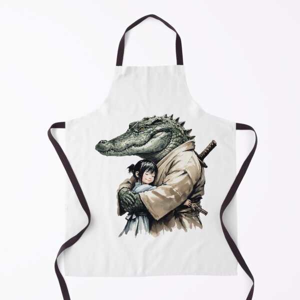 Item preview, The Protector - Gentle Samurai Crocodile Hugging Little Girl - Wholesome Japanese Watercolor designed and sold by ExpressoJungle.