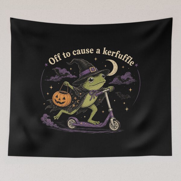 Item preview, Halloween Frog Witch Scooter Off to Cause a Kerfuffle, Funny Spooky Frog Shirt designed and sold by Quiajia.