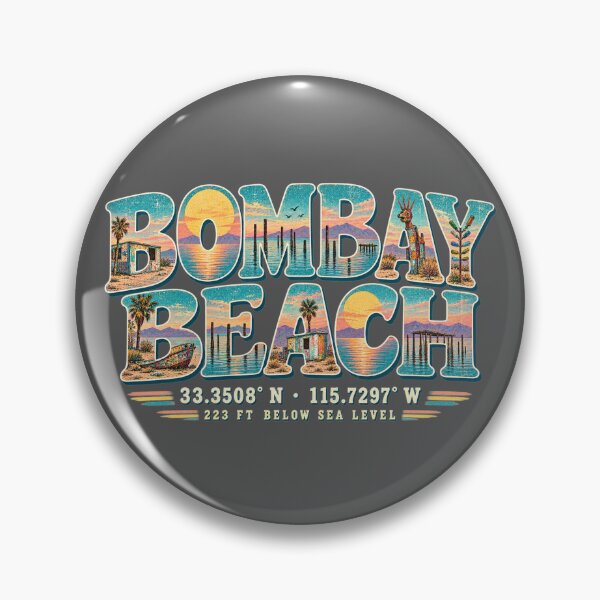Item preview, Vintage Bombay Beach California Coordinates Salton Sea Art designed and sold by SimplyJasper.