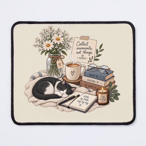 Item preview, Collect Moments Not Things Cozy Book Coffee Cat Lover designed and sold by MUSA'S.