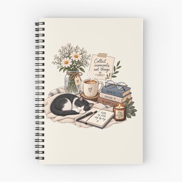 Item preview, Collect Moments Not Things Cozy Book Coffee Cat Lover designed and sold by MUSA'S.
