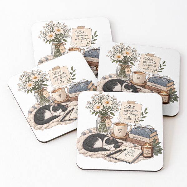 Item preview, Collect Moments Not Things Cozy Book Coffee Cat Lover designed and sold by MUSA'S.