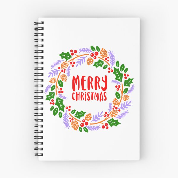 Item preview, "Merry Christmas" Festive Holly & Berry Wreath Design designed and sold by EleFile.