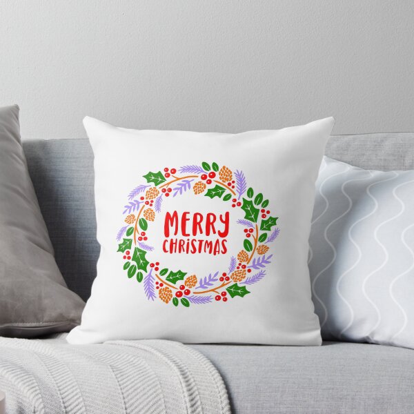 Item preview, "Merry Christmas" Festive Holly & Berry Wreath Design designed and sold by EleFile.