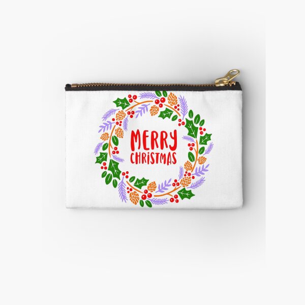 Item preview, "Merry Christmas" Festive Holly & Berry Wreath Design designed and sold by EleFile.