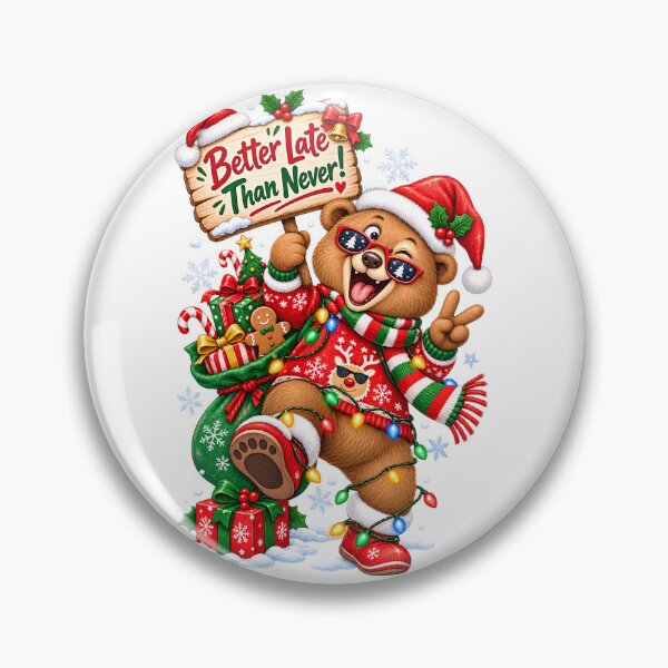 Item preview, Funny Christmas Bear Better Late Than Never – Cute Holiday Watercolor Design designed and sold by Sitred123.