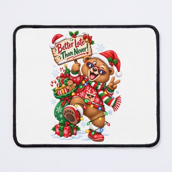 Item preview, Funny Christmas Bear Better Late Than Never – Cute Holiday Watercolor Design designed and sold by Sitred123.