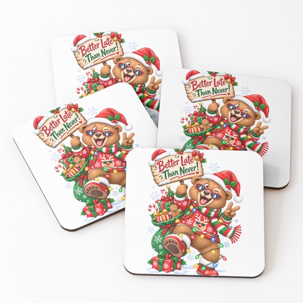 Item preview, Funny Christmas Bear Better Late Than Never – Cute Holiday Watercolor Design designed and sold by Sitred123.