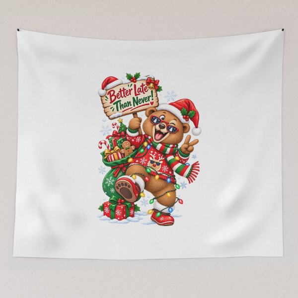 Item preview, Funny Christmas Bear Better Late Than Never – Cute Holiday Watercolor Design designed and sold by Sitred123.