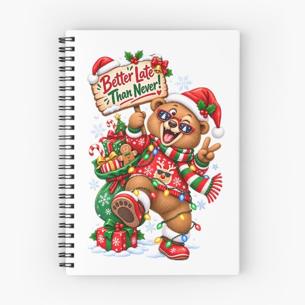 Item preview, Funny Christmas Bear Better Late Than Never – Cute Holiday Watercolor Design designed and sold by Sitred123.