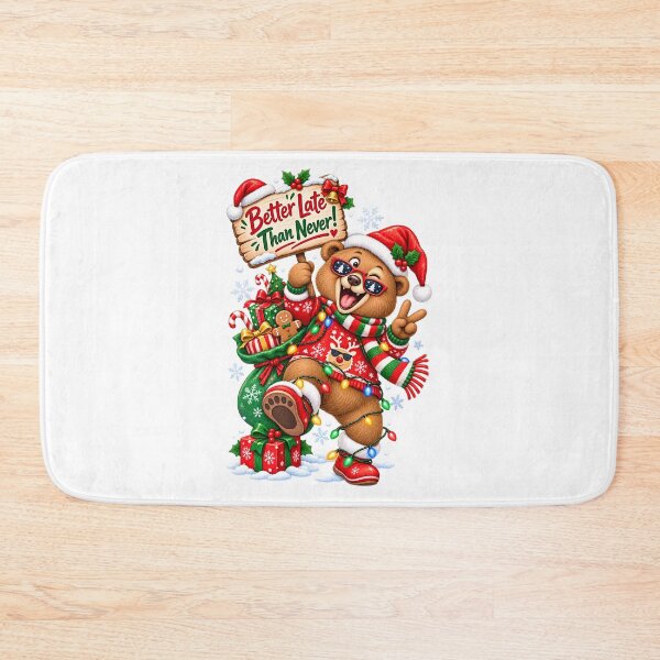 Item preview, Funny Christmas Bear Better Late Than Never – Cute Holiday Watercolor Design designed and sold by Sitred123.