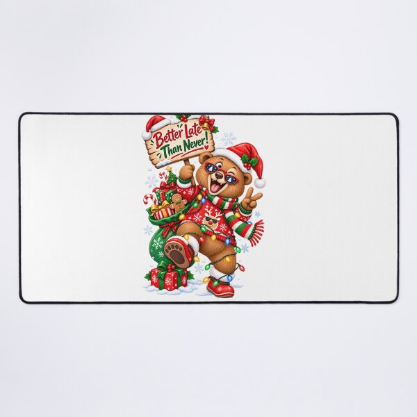 Item preview, Funny Christmas Bear Better Late Than Never – Cute Holiday Watercolor Design designed and sold by Sitred123.