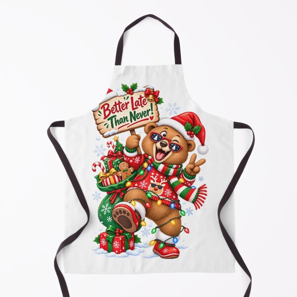 Item preview, Funny Christmas Bear Better Late Than Never – Cute Holiday Watercolor Design designed and sold by Sitred123.