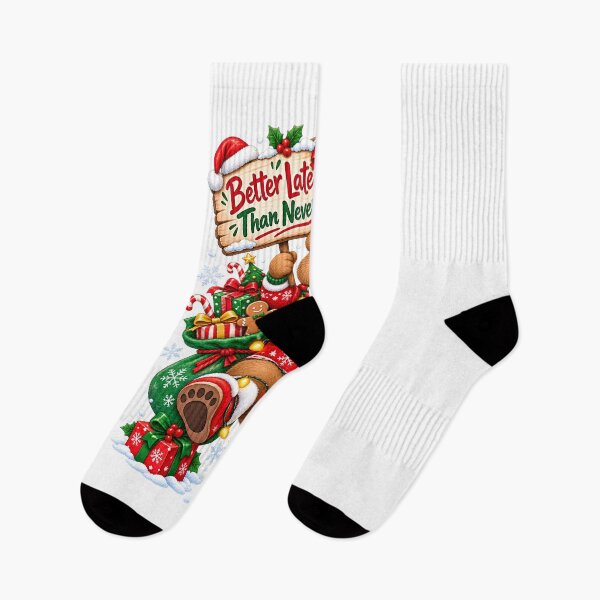 Item preview, Funny Christmas Bear Better Late Than Never – Cute Holiday Watercolor Design designed and sold by Sitred123.