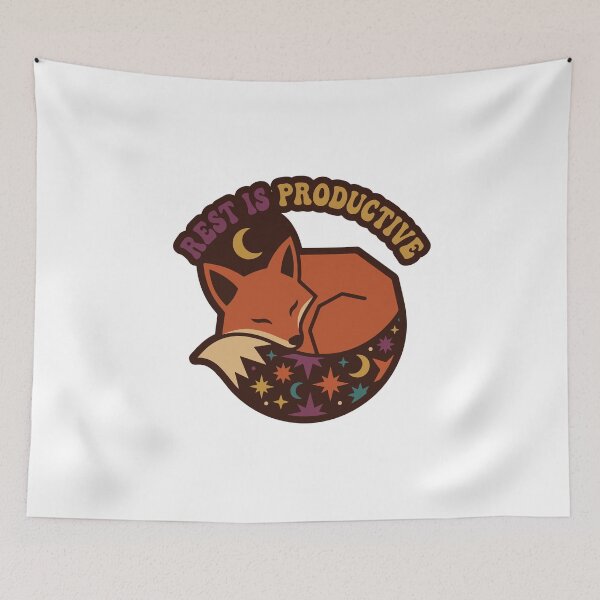 Item preview, Sleeping Fox Moon and Stars Retro Design designed and sold by AliveStyle.
