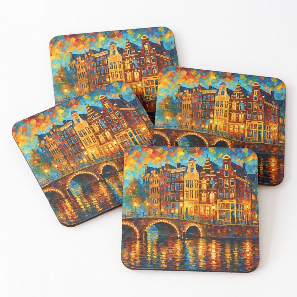 Item preview, Amsterdam bu night painting, the Netherlands – A Beautiful place in Europe. designed and sold by GalleryKauffeld.