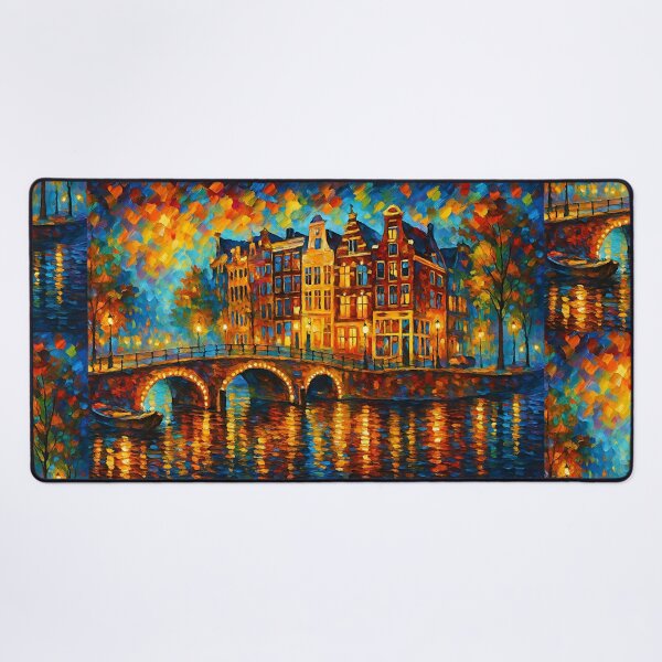 Item preview, Amsterdam bu night painting, the Netherlands – A Beautiful place in Europe. designed and sold by GalleryKauffeld.